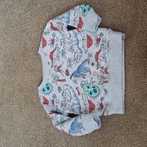 Jumping Beans 18M Softest Fleece Sweatshirt Grey Blue Dinosaur Volcano Print